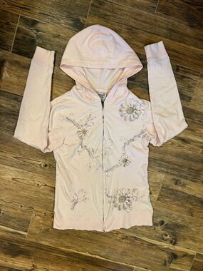 Onward Special Issue Y2K Pink Floral Rhinestone Zip Hoodie | Size M